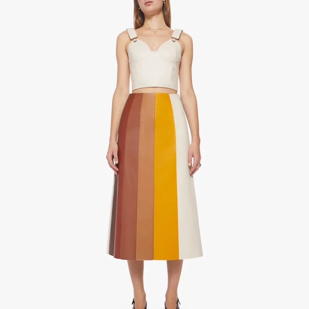 MOTHER Bits ans Pieces Leather Midi Skirt